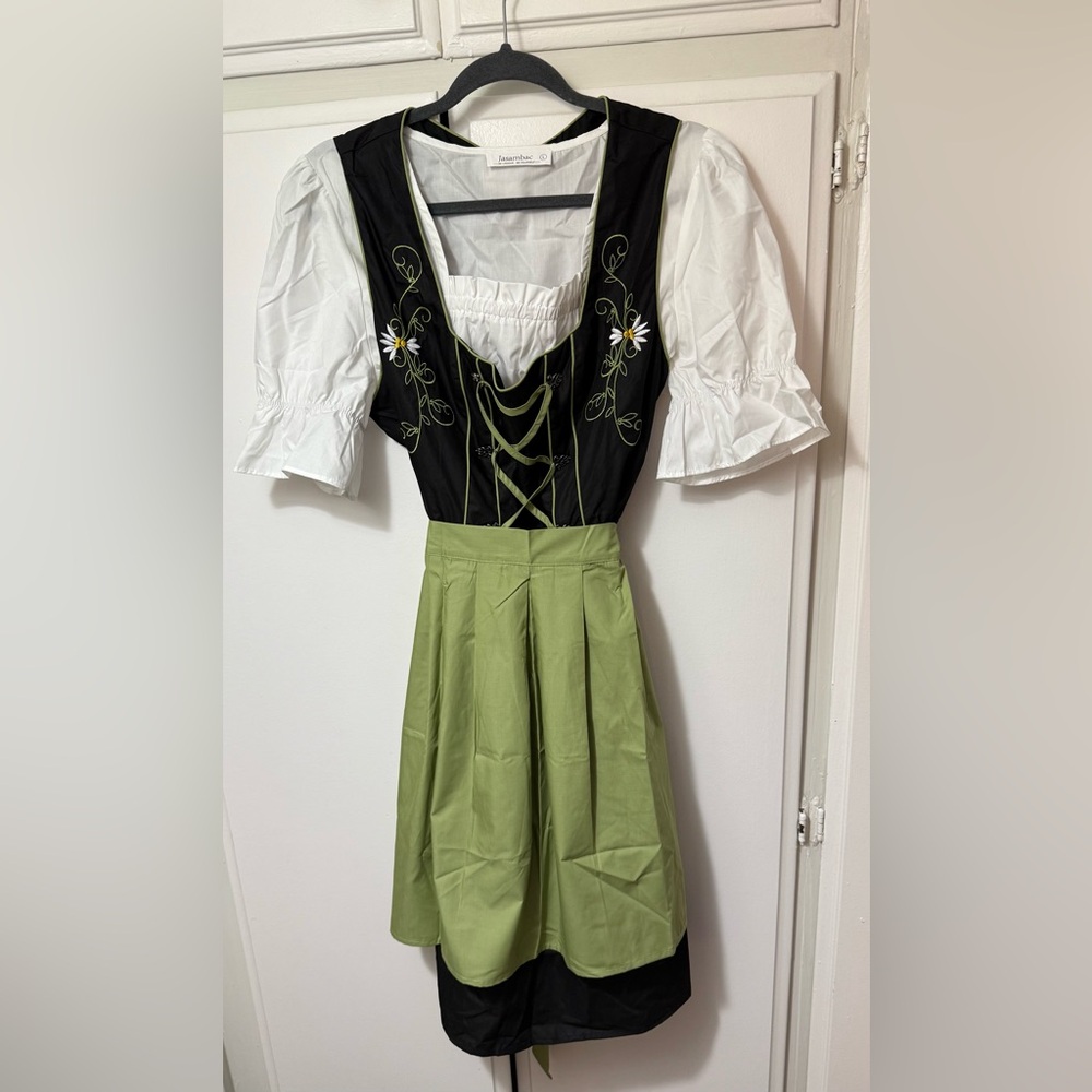 Black and Green Embroidered Drindl dress